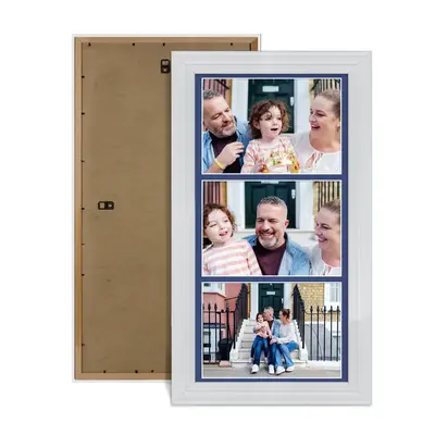 White Colour Multi Aperture Photo Frame 7X5 (x3) Pictures – Collage Wall Frame for Family Photos – 16x8 Picture Frame Size