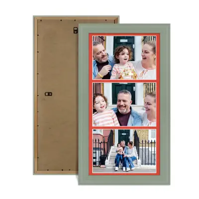 Green Colour Multi Aperture Photo Frame 7X5 (x3) Pictures – Collage Wall Frame For Loved Ones Photos – 16x8 Frame Size