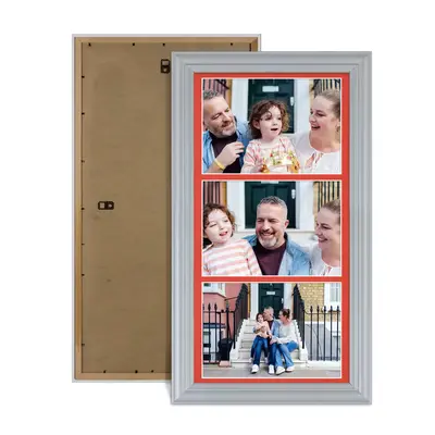 Silver Colour Multi Aperture Photo Frame 7X5 (x3) Pictures – Collage Wall Frame For Loved Ones Photos – 16x8 Frame Size