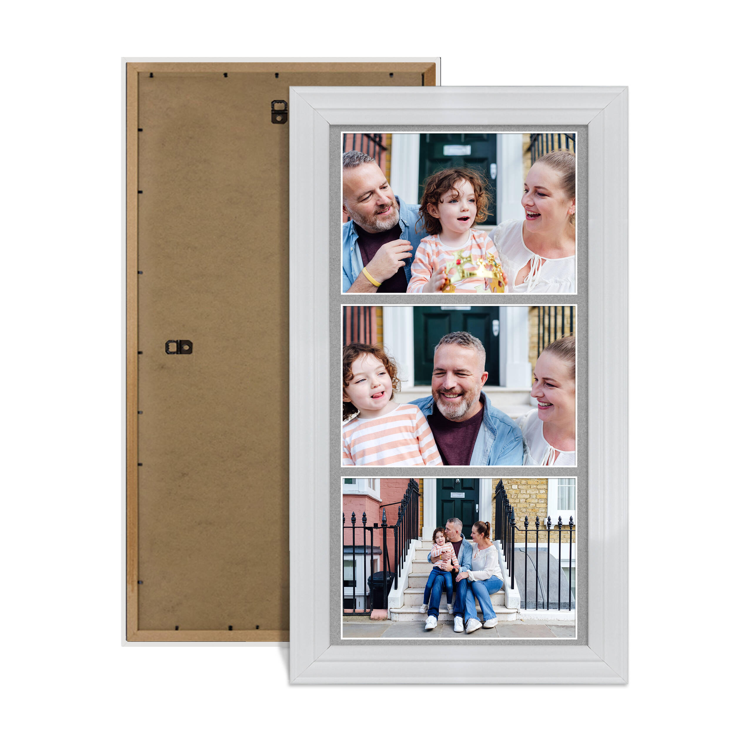 White Colour Multi Aperture Photo Frame 7X5 (x3) Pictures – Collage Wall Frame for Family Photos – 16x8 Picture Frame Size