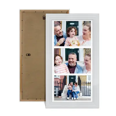 White Colour Multi Aperture Photo Frame 7X5 (x3) Pictures – Collage Wall Frame for Family Photos – 16x8 Picture Frame Size