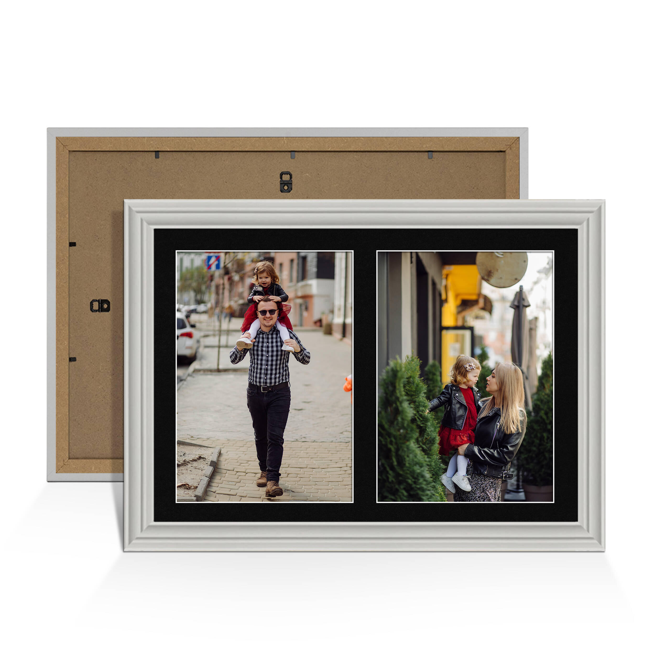 Light Grey Colour Multi Aperture Photo Frame A4 (x2) Pictures – Collage Wall Frame For Family Photos – 20x14 Picture Frame Size