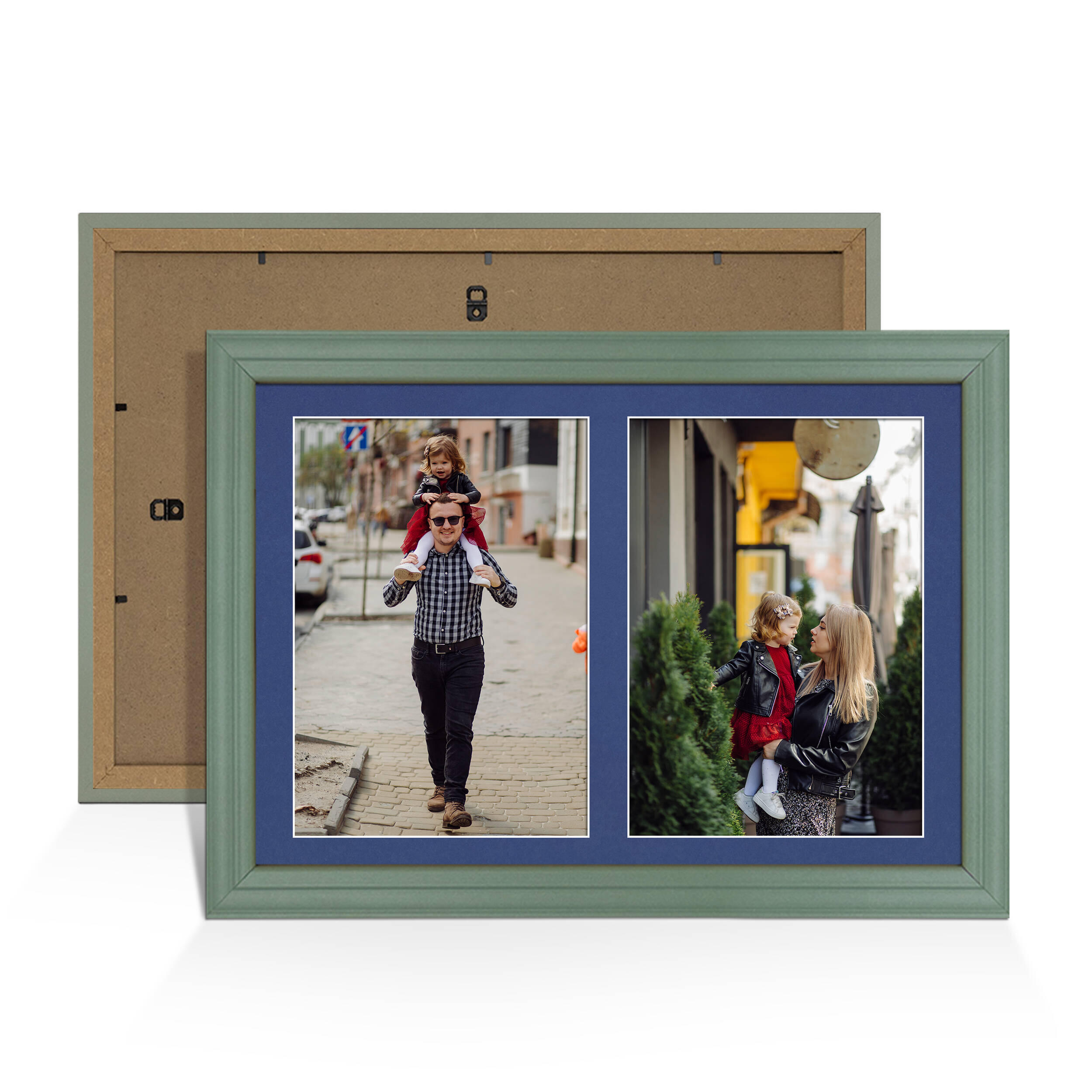 Green Colour Multi Aperture Photo Frame A4 (x2) Pictures – Collage Wall Frame For Loved Ones Photos – 20x14 Frame Size