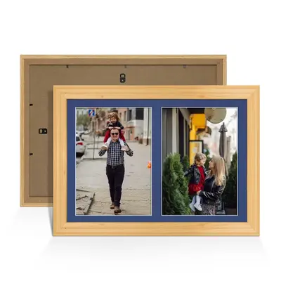 Light Oak Colour Multi Aperture Photo Frame A4 (x2) Pictures – Collage Wall Frame For Family Photos – 20x14 Picture Frame Size