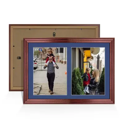 Rose Wood Colour Multi Aperture Photo Frame A4 (x2) Pictures – Collage Wall Frame For Loved Ones Photos – 20x14 Frame Size
