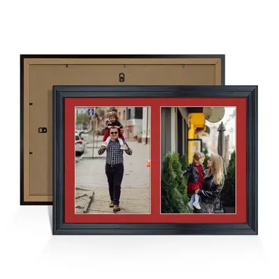 Black Colour Multi Aperture Photo Frame A4 (x2) Pictures – Collage Wall Frame For Loved Ones Photos – 20x14 Frame Size