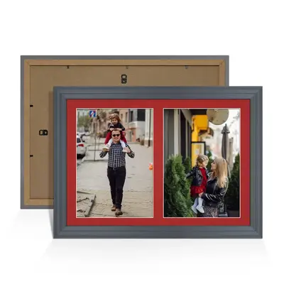 Dark Grey Colour Multi Aperture Photo Frame A4 (x2) Pictures – Collage Wall Frame for Family Photos – 20x14 Picture Frame Size