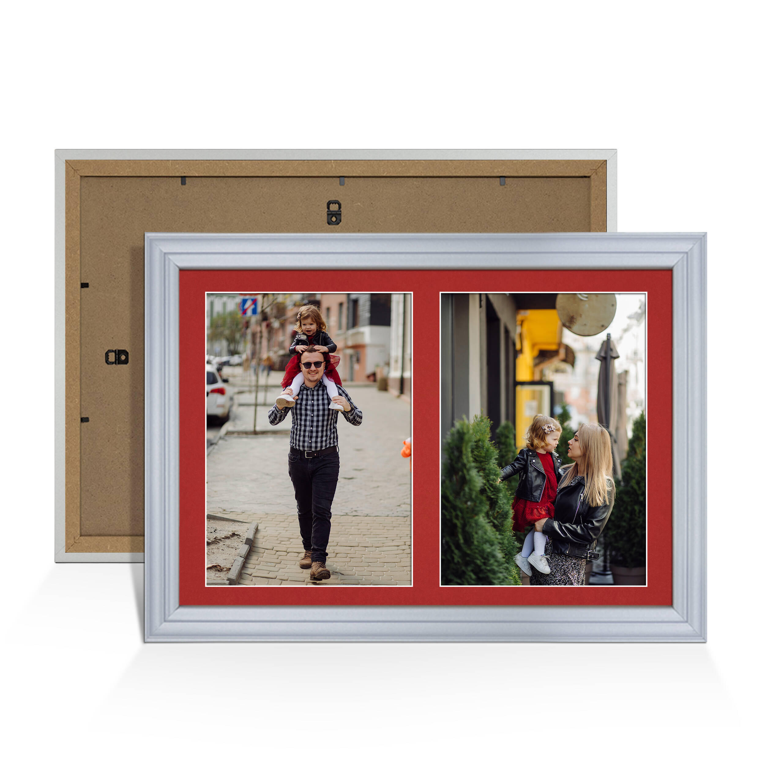 Silver Colour Multi Aperture Photo Frame A4 (x2) Pictures – Collage Wall Frame For Loved Ones Photos – 20x14 Frame Size