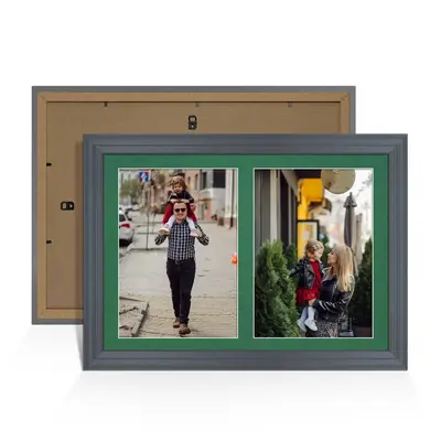 Dark Grey Colour Multi Aperture Photo Frame A4 (x2) Pictures – Collage Wall Frame For Loved Ones Photos – 20x14 Frame Size