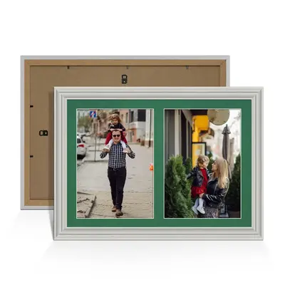 Light Grey Colour Multi Aperture Photo Frame A4 (x2) Pictures – Collage Wall Frame for Family Photos – 20x14 Picture Frame Size