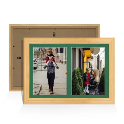Light Oak Colour Multi Aperture Photo Frame A4 (x2) Pictures – Collage Wall Frame For Family Photos – 20x14 Picture Frame Size