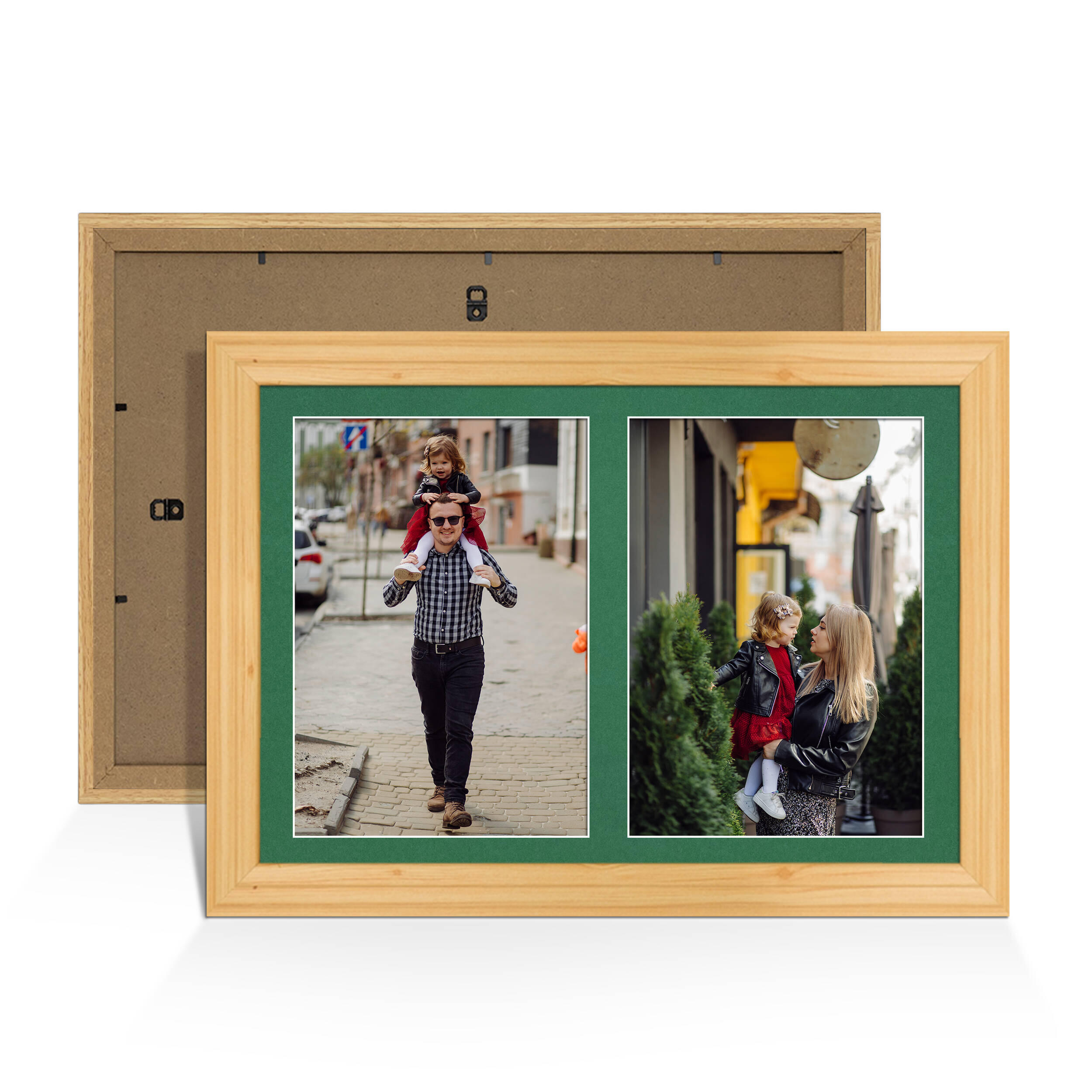 Light Oak Colour Multi Aperture Photo Frame A4 (x2) Pictures – Collage Wall Frame For Family Photos – 20x14 Picture Frame Size