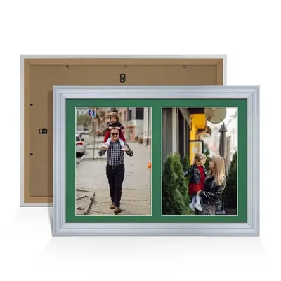 Silver Colour Multi Aperture Photo Frame A4 (x2) Pictures – Collage Wall Frame For Loved Ones Photos – 20x14 Frame Size