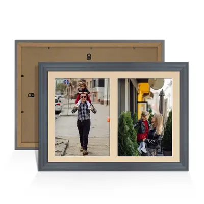Dark Grey Colour Multi Aperture Photo Frame A4 (x2) Pictures – Collage Wall Frame for Family Photos – 20x14 Picture Frame Size