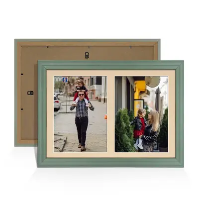 Green Colour Multi Aperture Photo Frame A4 (x2) Pictures – Collage Wall Frame For Family Photos – 20x14 Picture Frame Size