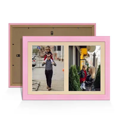 Pastel Pink Colour Multi Aperture Photo Frame A4 (x2) Pictures – Collage Wall Frame For Loved Ones Photos – 20x14 Frame Size