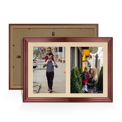 Rose Wood Colour Multi Aperture Photo Frame A4 (x2) Pictures – Collage Wall Frame For Family Photos – 20x14 Picture Frame Size