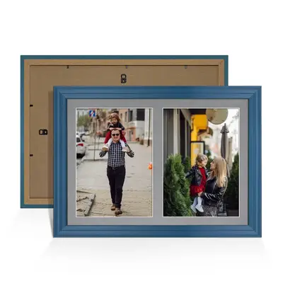 Navy Blue Colour Multi Aperture Photo Frame A4 (x2) Pictures – Collage Wall Frame For Loved Ones Photos – 20x14 Frame Size