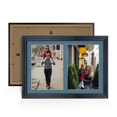 Black Colour Multi Aperture Photo Frame A4 (x2) Pictures – Collage Wall Frame For Family Photos – 20x14 Picture Frame Size