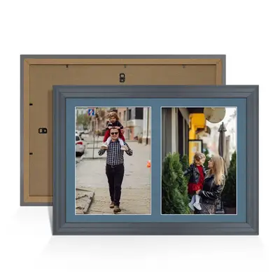 Dark Grey Colour Multi Aperture Photo Frame A4 (x2) Pictures – Collage Wall Frame For Family Photos – 20x14 Picture Frame Size