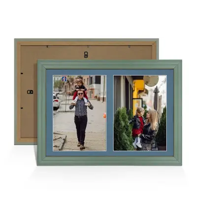 Green Colour Multi Aperture Photo Frame A4 (x2) Pictures – Collage Wall Frame for Family Photos – 20x14 Picture Frame Size