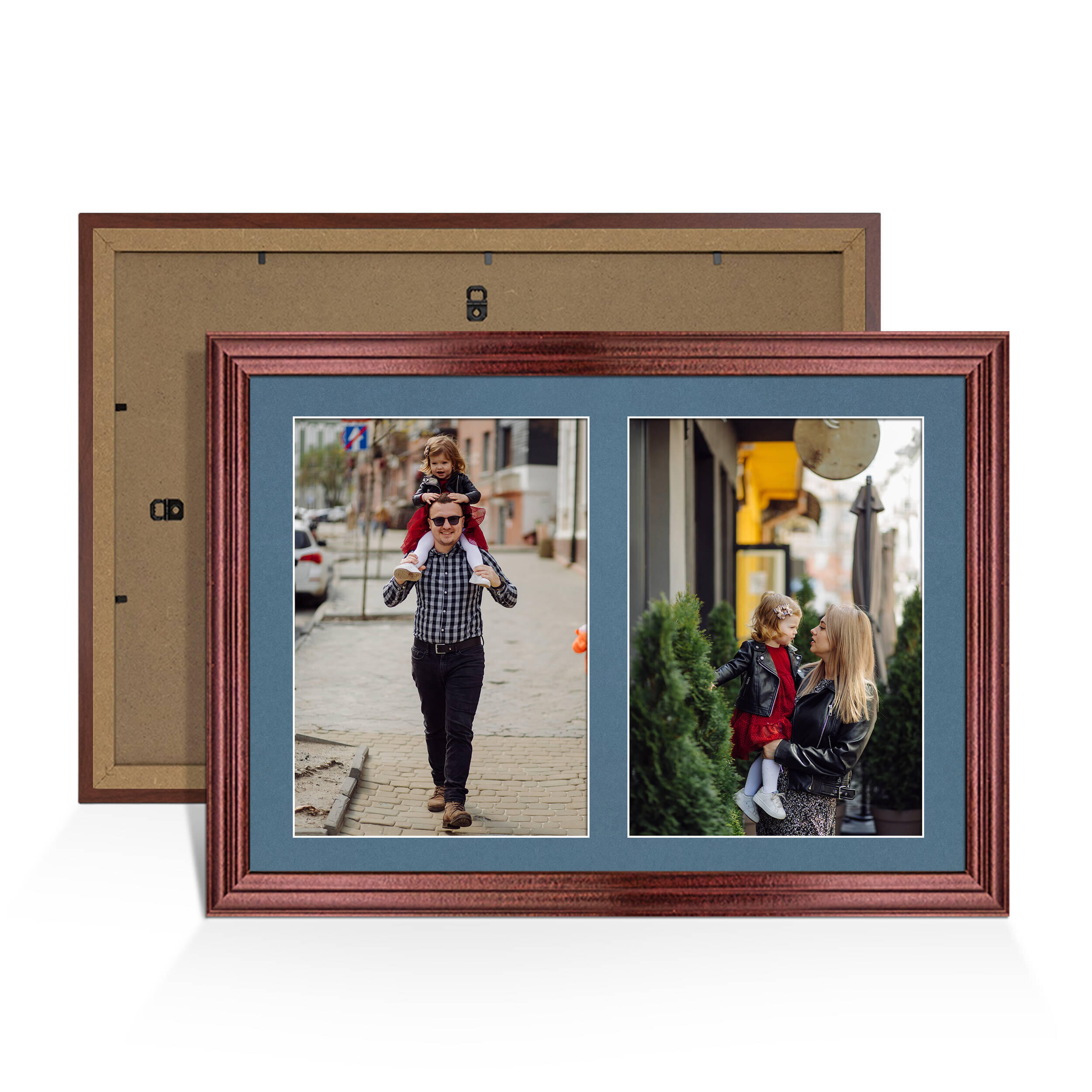 Rose Wood Colour Multi Aperture Photo Frame A4 (x2) Pictures – Collage Wall Frame For Loved Ones Photos – 20x14 Frame Size