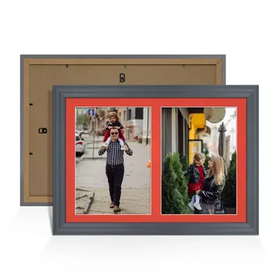 Dark Grey Colour Multi Aperture Photo Frame A4 (x2) Pictures – Collage Wall Frame For Family Photos – 20x14 Picture Frame Size