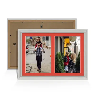Light Grey Colour Multi Aperture Photo Frame A4 (x2) Pictures – Collage Wall Frame for Family Photos – 20x14 Picture Frame Size