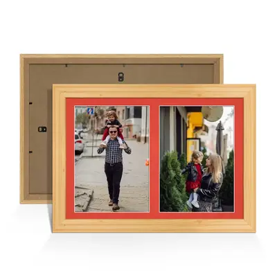 Light Oak Colour Multi Aperture Photo Frame A4 (x2) Pictures – Collage Wall Frame For Loved Ones Photos – 20x14 Frame Size