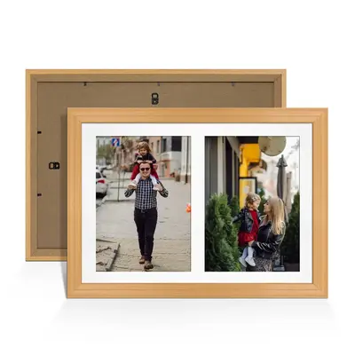 Country Pine Colour Multi Aperture Photo Frame A4 (x2) Pictures – Collage Wall Frame For Family Photos – 20x14 Picture Frame Size