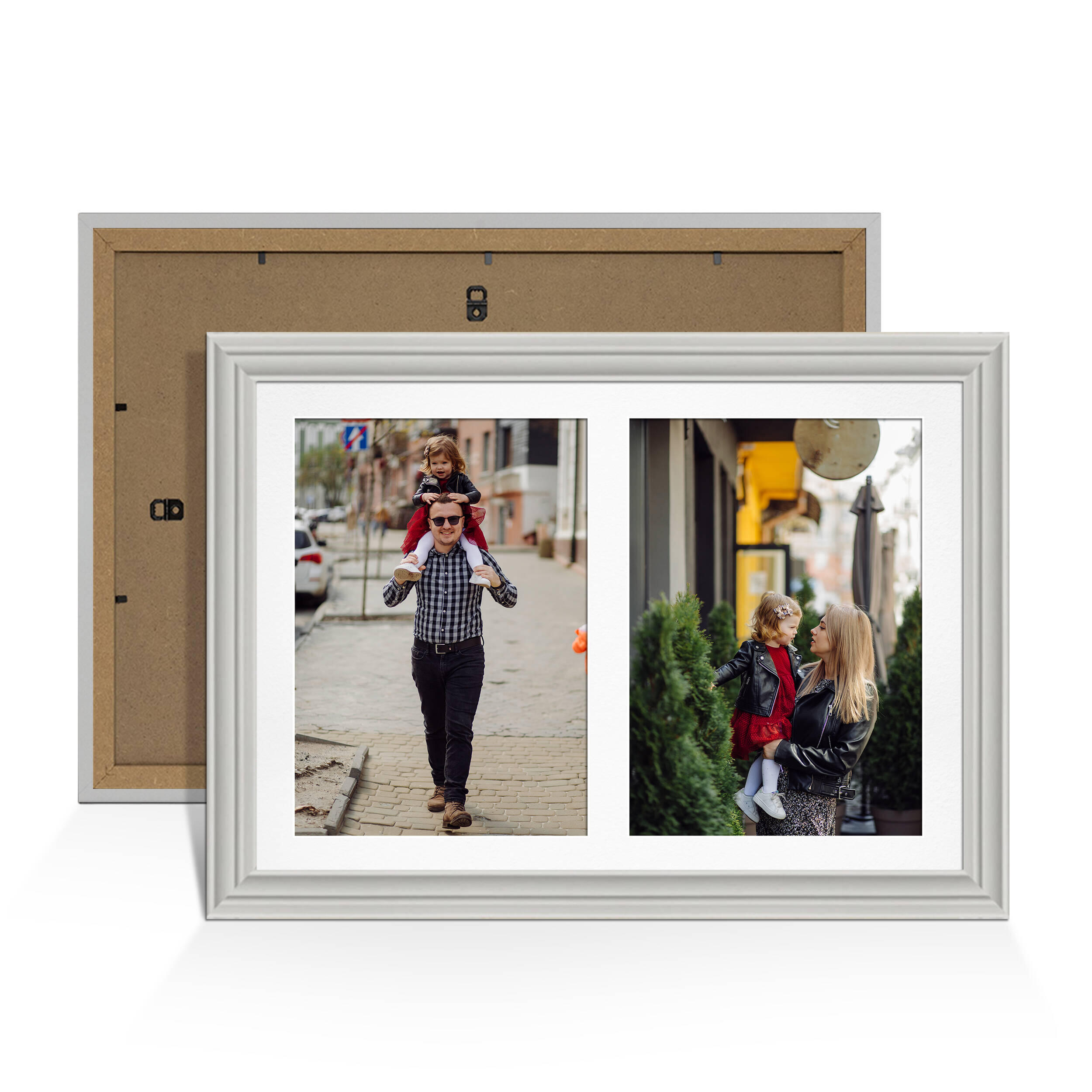 Light Grey Colour Multi Aperture Photo Frame A4 (x2) Pictures – Collage Wall Frame For Loved Ones Photos – 20x14 Frame Size