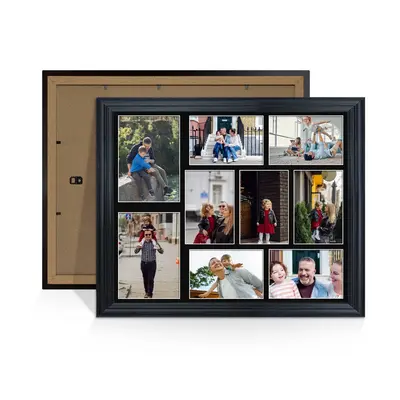 Black Colour Multi Aperture Photo Frame 7X5 (x2) and 6X4 (x7) Pictures – Collage Wall Frame For Loved Ones Photos – 20x16 Frame Size