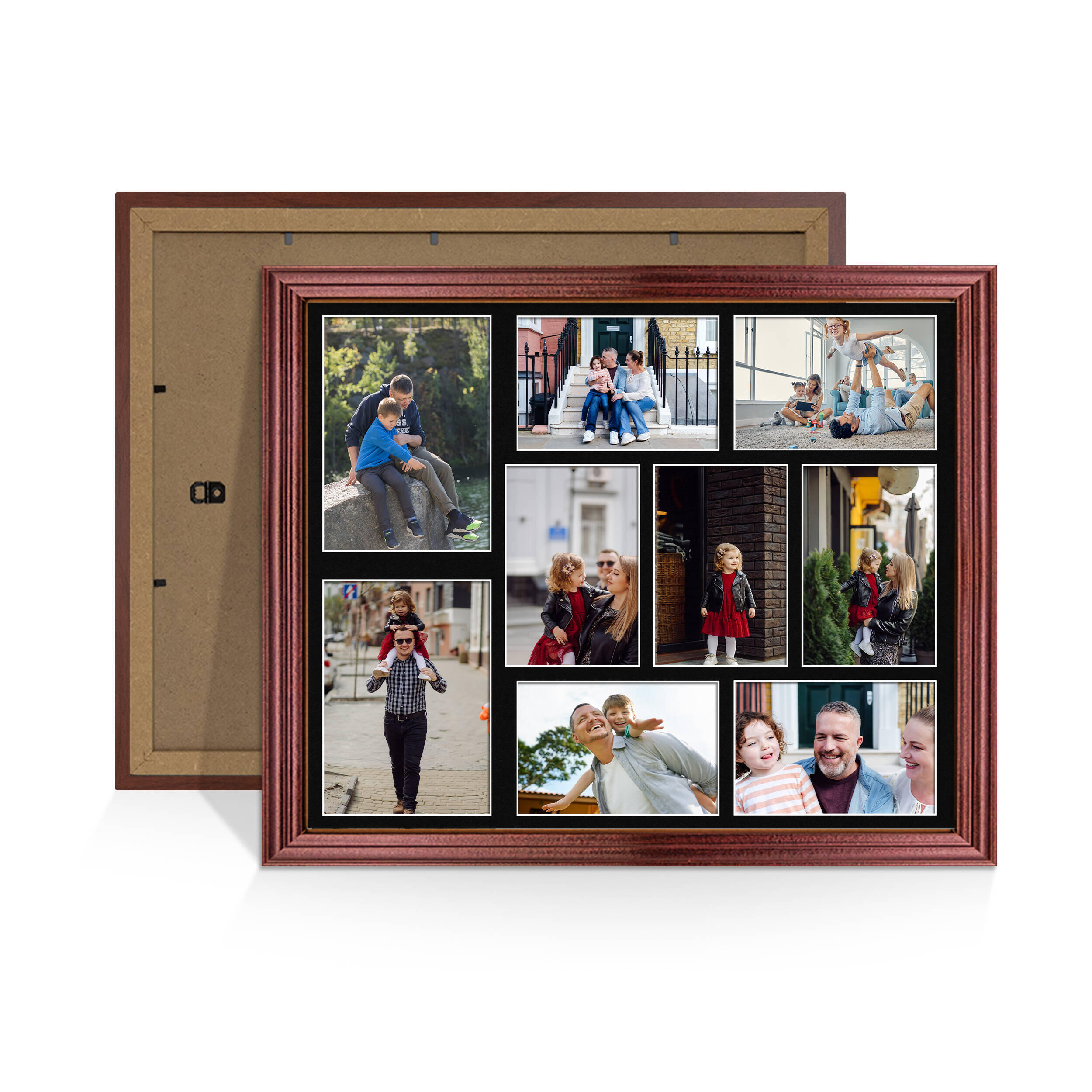 Rose Wood Colour Multi Aperture Photo Frame 7X5 (x2) and 6X4 (x7) Pictures – Collage Wall Frame For Loved Ones Photos – 20x16 Frame Size
