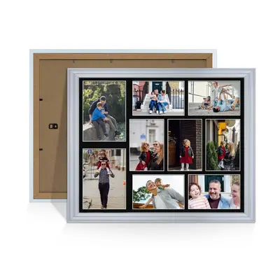 Silver Colour Multi Aperture Photo Frame 7X5 (x2) and 6X4 (x7) Pictures – Collage Wall Frame For Loved Ones Photos – 20x16 Frame Size