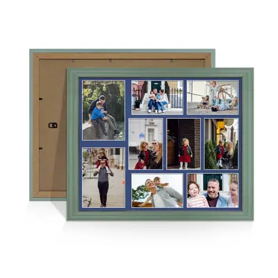 Green Colour Multi Aperture Photo Frame 7X5 (x2) and 6X4 (x7) Pictures – Collage Wall Frame For Family Photos – 20x16 Picture Frame Size