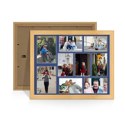 Light Oak Colour Multi Aperture Photo Frame 7X5 (x2) and 6X4 (x7) Pictures – Collage Wall Frame For Loved Ones Photos – 20x16 Frame Size
