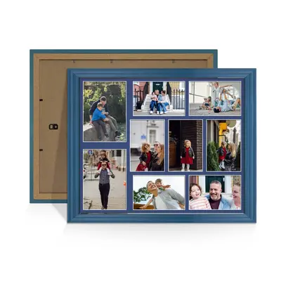Navy Blue Colour Multi Aperture Photo Frame 7X5 (x2) and 6X4 (x7) Pictures – Collage Wall Frame For Family Photos – 20x16 Picture Frame Size