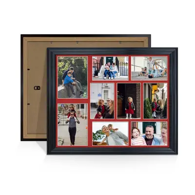 Black Colour Multi Aperture Photo Frame 7X5 (x2) and 6X4 (x7) Pictures – Collage Wall Frame For Family Photos – 20x16 Picture Frame Size