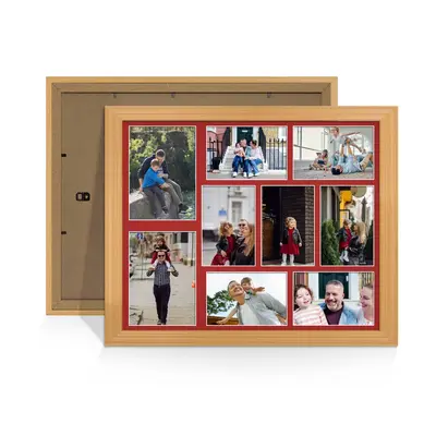 Country Pine Colour Multi Aperture Photo Frame 7X5 (x2) and 6X4 (x7) Pictures – Collage Wall Frame for Family Photos – 20x16 Picture Frame Size