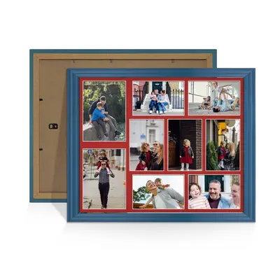 Navy Blue Colour Multi Aperture Photo Frame 7X5 (x2) and 6X4 (x7) Pictures – Collage Wall Frame for Family Photos – 20x16 Picture Frame Size