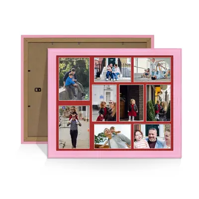 Pastel Pink Colour Multi Aperture Photo Frame 7X5 (x2) and 6X4 (x7) Pictures – Collage Wall Frame For Family Photos – 20x16 Picture Frame Size