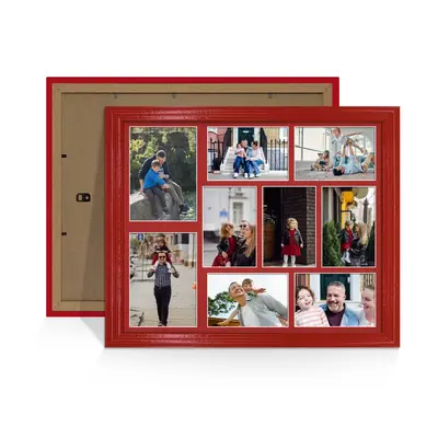 Red Colour Multi Aperture Photo Frame 7X5 (x2) and 6X4 (x7) Pictures – Collage Wall Frame For Family Photos – 20x16 Picture Frame Size