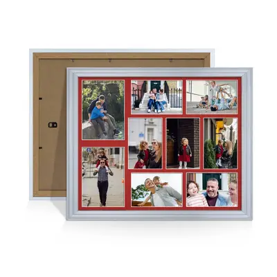 Silver Colour Multi Aperture Photo Frame 7X5 (x2) and 6X4 (x7) Pictures – Collage Wall Frame for Family Photos – 20x16 Picture Frame Size