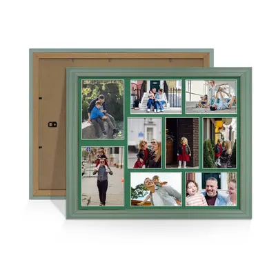 Green Colour Multi Aperture Photo Frame 7X5 (x2) and 6X4 (x7) Pictures – Collage Wall Frame for Family Photos – 20x16 Picture Frame Size