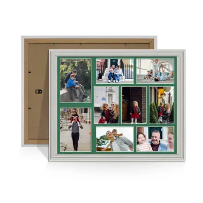 Light Grey Colour Multi Aperture Photo Frame 7X5 (x2) and 6X4 (x7) Pictures – Collage Wall Frame For Family Photos – 20x16 Picture Frame Size