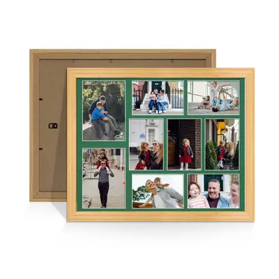 Light Oak Colour Multi Aperture Photo Frame 7X5 (x2) and 6X4 (x7) Pictures – Collage Wall Frame For Loved Ones Photos – 20x16 Frame Size