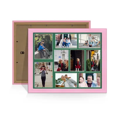 Pastel Pink Colour Multi Aperture Photo Frame 7X5 (x2) and 6X4 (x7) Pictures – Collage Wall Frame For Family Photos – 20x16 Picture Frame Size