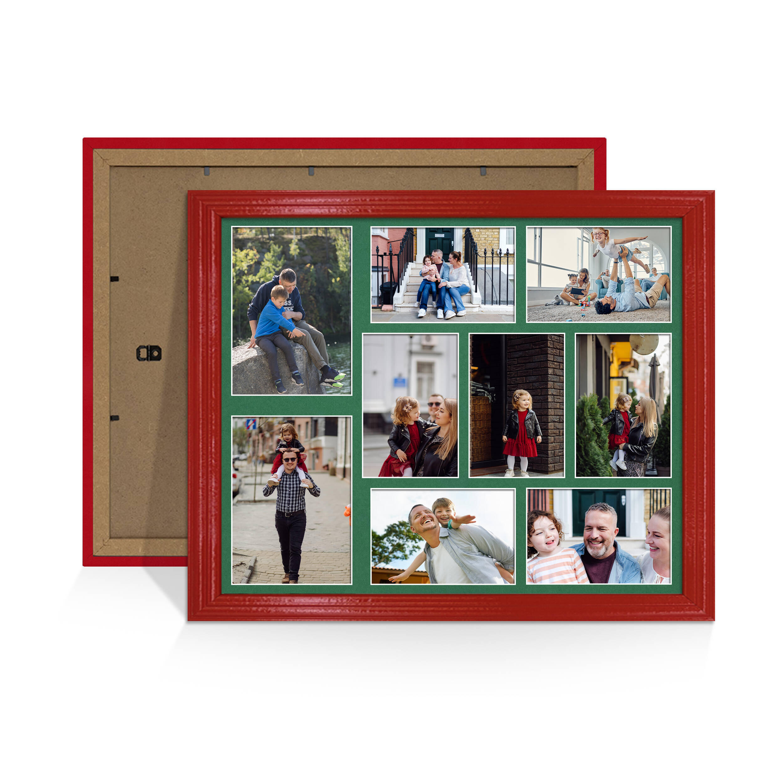 Red Colour Multi Aperture Photo Frame 7X5 (x2) and 6X4 (x7) Pictures – Collage Wall Frame For Loved Ones Photos – 20x16 Frame Size