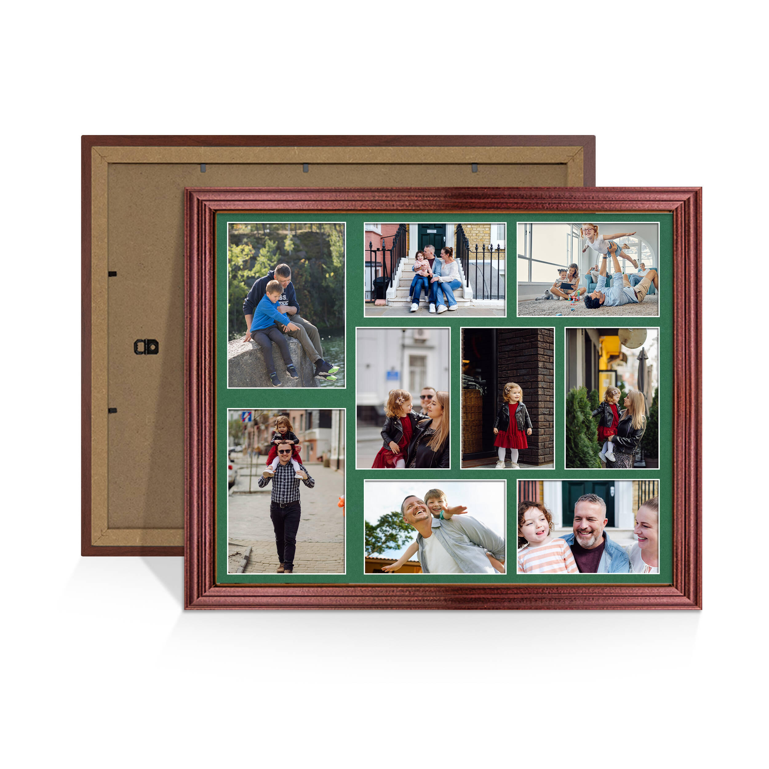 Rose Wood Colour Multi Aperture Photo Frame 7X5 (x2) and 6X4 (x7) Pictures – Collage Wall Frame For Loved Ones Photos – 20x16 Frame Size
