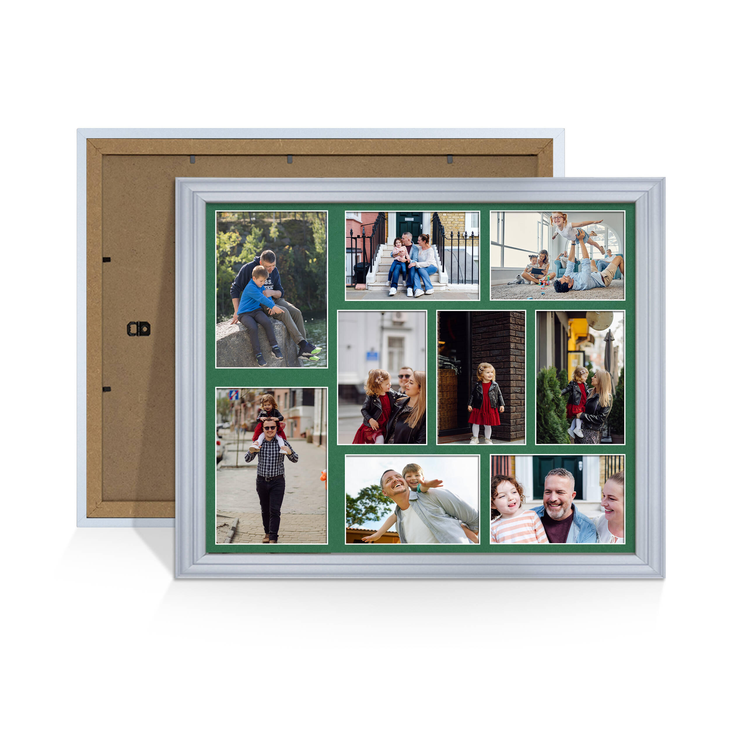 Silver Colour Multi Aperture Photo Frame 7X5 (x2) and 6X4 (x7) Pictures – Collage Wall Frame For Loved Ones Photos – 20x16 Frame Size